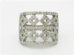 LIV 14k White Gold & Diamonds Wide Design Abstract Band Ring Gift