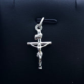LIV 14k White Gold Jesus Crucifix Design Cross Charm Pendant Necklace Gift
