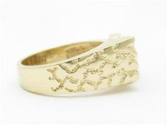 LIV 14k Yellow Gold & Diamonds Nugget Design Men's Band Hand Made Ring Gift