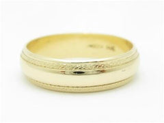 LIV 14k Yellow Gold Mill Grain Design Wide Band Ring Gift