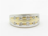 LIV 14k White & Yellow Gold Diamond Satin Finish Design Wide Band Ring