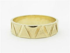 LIV 14k Yellow Gold Zig Zag Design Diamond Cut Band Ring Gift