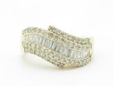 LIV 14k Yellow Gold & Diamonds Baguette Round Wave Design Wide Band Ring Gift