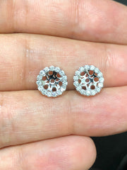 LIV 14k White Gold Diamond Halo Earring Stud Jackets for 1/2ct round Stone Earrings