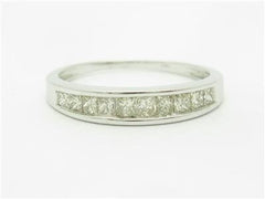 LIV 14k White Gold & Diamonds Princess Cut Design Channel Set Band Hand Made Ring