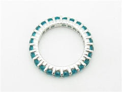 LIV 14k White Gold & Blue Sapphire Eternity Design Common Prong Band Hand Made Ring