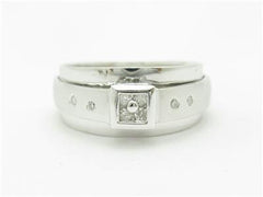 LIV 14k White Gold & Diamonds Modern Design Wide Band With Heart Cut Out Ring Gift