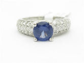 LIV 14k White Gold & Diamonds Tanzanite Promise Design Round Cut Stone Band Ring New