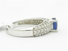 LIV 14k White Gold & Diamonds Tanzanite Promise Design Round Cut Stone Band Ring New