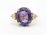 LIV 14k Yellow Gold & Diamonds Purple Amethyst Oval Cut Stone Ring Gift