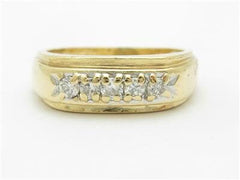 LIV 14k Yellow Gold & Diamond Band Vintage Design Ring Gift