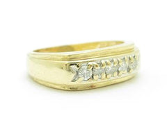 LIV 14k Yellow Gold & Diamond Band Vintage Design Ring Gift