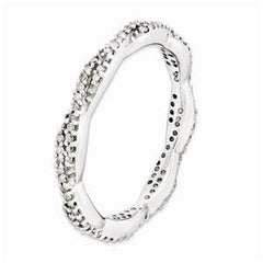 LIV Platinum Sterling Silver Diamond Eternity Braided Design Stackable Band Ring S10