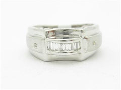 LIV 14k White Gold & Diamond Baguette Channel Set Design Wide Modern Band Ring