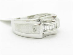 LIV 14k White Gold & Diamond Baguette Channel Set Design Wide Modern Band Ring