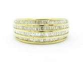 LIV 14k Yellow Gold & Diamond Baguette 4 Row Design Wide Wedding Band Ring Gift