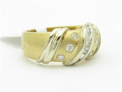 LIV 14k Yellow Gold & Diamond Baguette Abstract Design Wide Wedding Band Ring Gift