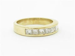 LIV 14k Yellow Gold & Diamond Princess Cut Channel Design Wedding Band Ring Bridal