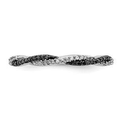 LIV Platinum Sterling Silver Black White Diamonds Eternity Stackable Band Ring Sz 9