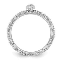 LIV Platinum Sterling Silver & Diamonds Oval Halo Cable Stackable Band Ring