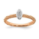LIV 18k Rose Gold Sterling Silver & Diamonds Oval Halo Cable Stackable Band Ring