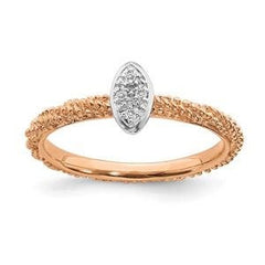 LIV 18k Rose Gold Sterling Silver & Diamonds Oval Halo Cable Stackable Band Ring