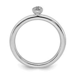 LIV Platinum Sterling Silver & Diamonds Halo Design Stackable Band Ring