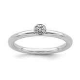 LIV Platinum Sterling Silver & Diamonds Halo Design Stackable Band Ring