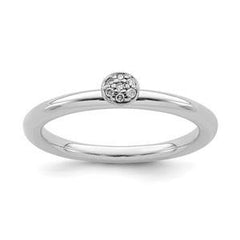 LIV Platinum Sterling Silver & Diamonds Halo Design Stackable Band Ring