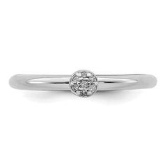 LIV Platinum Sterling Silver & Diamonds Halo Design Stackable Band Ring