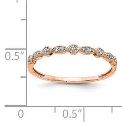 LIV 14k Rose Gold Pave Diamonds Halo Design 2mm Wide Stackable Band Ring