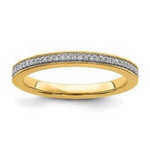 LIV 14k Yellow Gold & Diamonds Pave Design 2.25mm Wide Stackable Band Ring