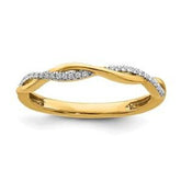 LIV 14k Yellow Gold & Diamonds Pave Braided Design 2mm Wide Stackable Band Ring