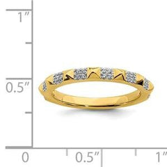 LIV 14k Yellow Gold & Diamonds Pave Spike Design 2.25mm Wide Stackable Band Ring