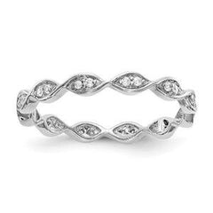 LIV 14k White Gold Vintage Marquise Design Diamond Eternity Band Ring G/VS1