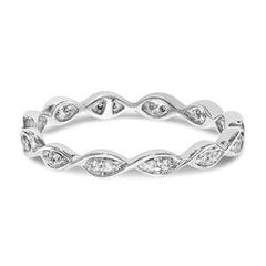LIV 14k White Gold Vintage Marquise Design Diamond Eternity Band Ring G/VS1