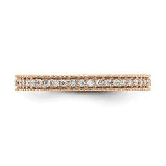 LIV 14k Rose Gold Pave Cable Design Round Diamond Eternity Band Ring G/VS1