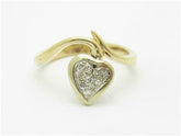 LIV 14k White & Yellow Gold Diamond Heart Wrap Design Pave Ring