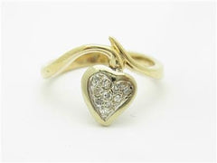 LIV 14k White & Yellow Gold Diamond Heart Wrap Design Pave Ring
