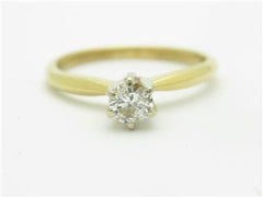 LIV 14K Yellow Gold Round Cut Diamond 0.20ct G/SI1 Solitaire Design Engagement Ring