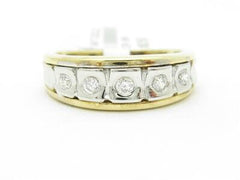 LIV 14k Two Tone Gold & Diamond Bezel Set Wedding Band Design Ring