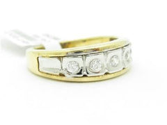 LIV 14k Two Tone Gold & Diamond Bezel Set Wedding Band Design Ring