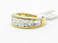 LIV 14k Two Tone Gold & Diamond Bezel Set Wedding Band Design Ring