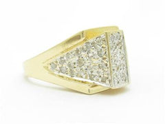 LIV 14k Yellow Gold & Diamond Pave 3D Abstract Design Band Ring Gift