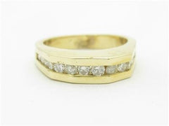 LIV 14k Yellow Gold Genuine Round Cut White Diamond Wedding Band Square Design Ring