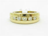 LIV 14k Yellow Gold Genuine Round Cut White Diamond Channel Set Band Design Ring New