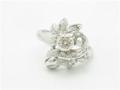 LIV 14k White Gold Genuine Round Cut White Diamond Vintage Design Cocktail Ring Gift