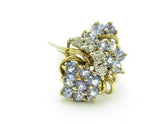LIV 14k Solid Yellow Gold Tanzanite & Diamond Floral Design Right Hand Cocktail Ring