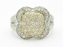 LIV 14kt Two Tone Genuine White Diamond Pave Halo Antique Design Split Shank Ring