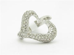 LIV 14kt White Gold Genuine Diamond Pave Open Heart Band Right Hand Ring New Gift